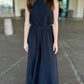 Black Matte Crepe Wide Leg Pants