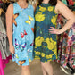 Blue Butterfly / Yellow & Blue Large Floral Reversible Dress