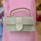 White Gold Glitter Clutch Crossbody Purse