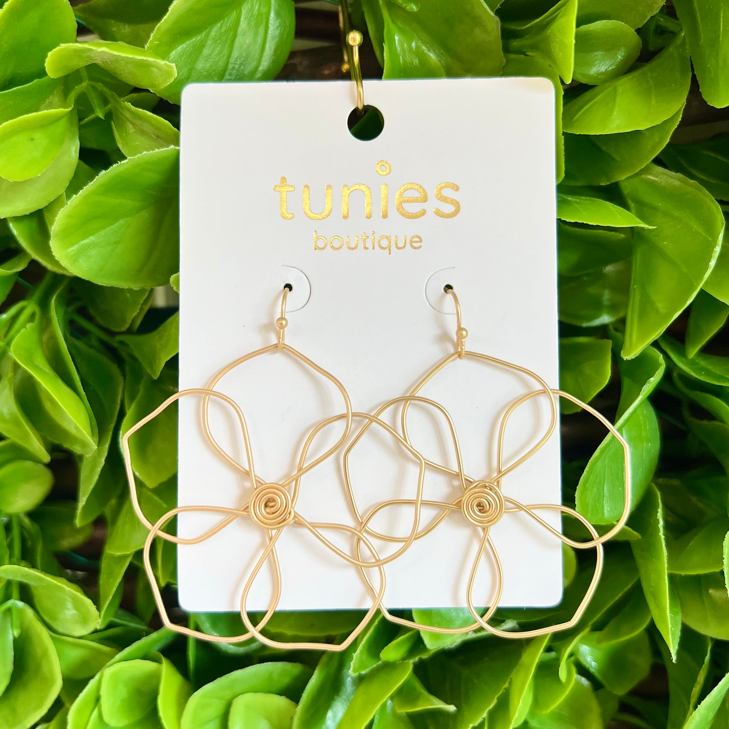 Gold Flower Wire Earring