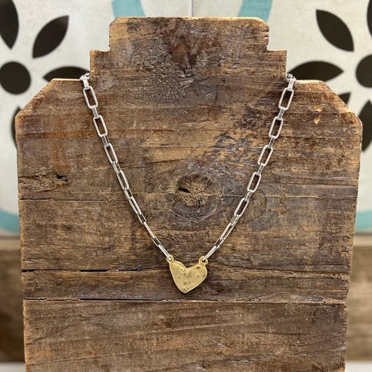 Handmade Two Tone Heart Charm Necklace