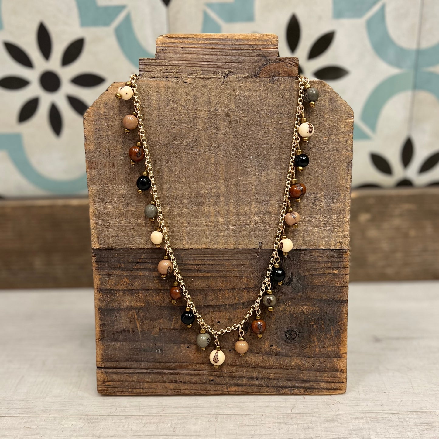 Tagua Bead Chain Necklace - Neutral