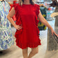 Fiesta Ruffle Dress - Red