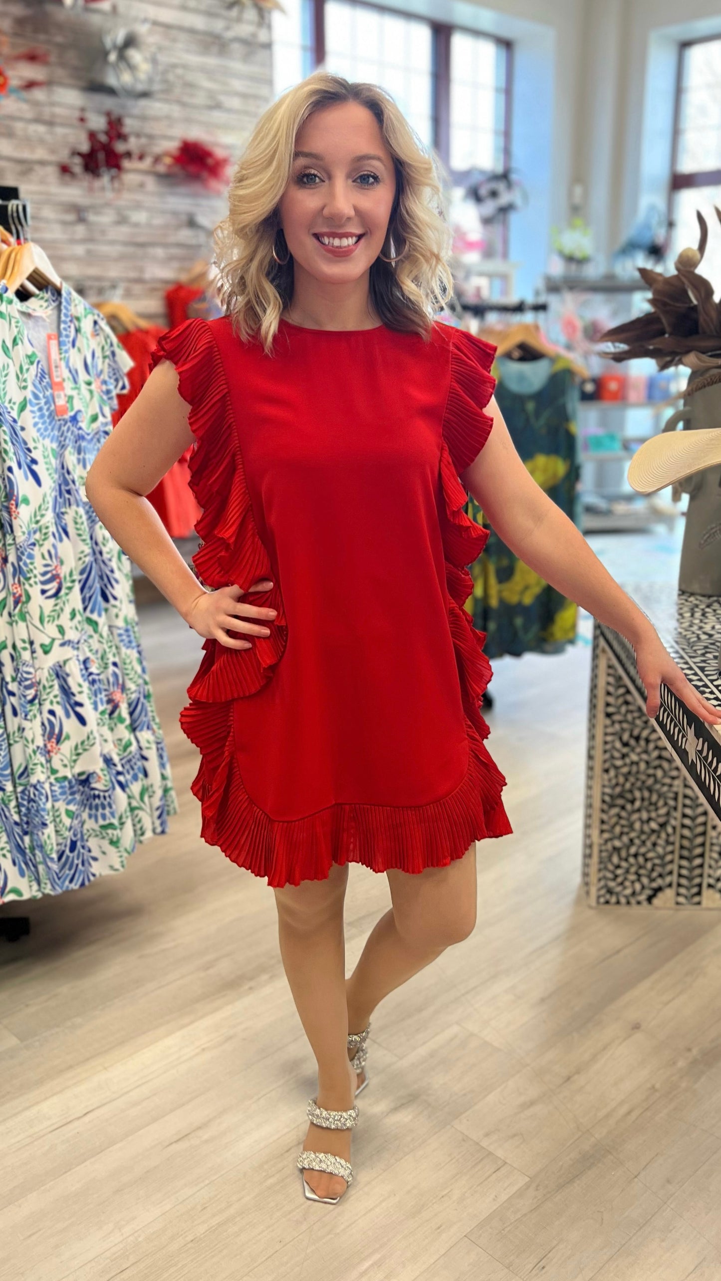 Fiesta Ruffle Dress - Red