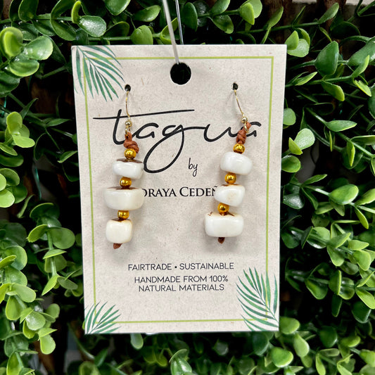 Tagua Pebble Tier Earrings - Ivory