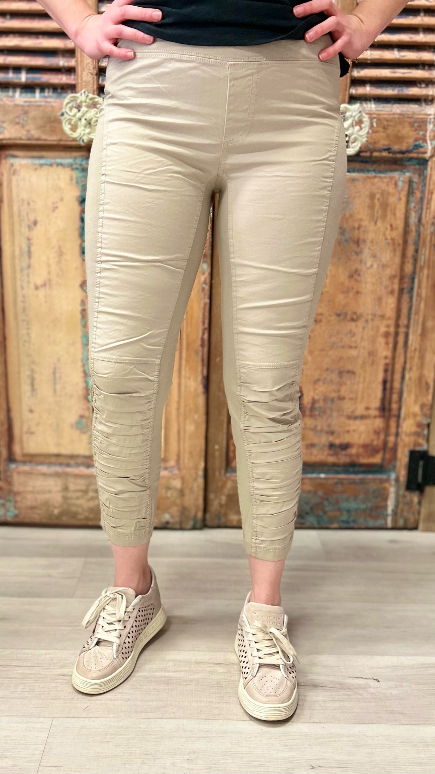 Wearables Cropped Ruched Legging - Khaki