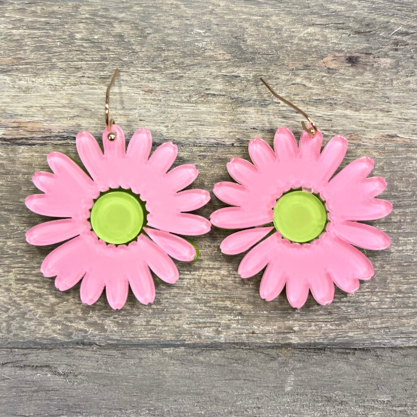 Pink Daisy Acrylic Earrings